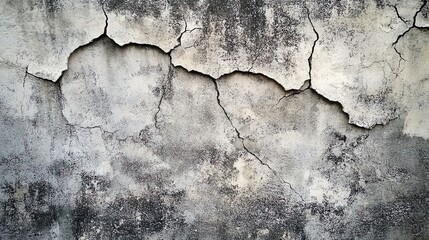 Obraz premium An aged concrete wall with visible cracks and texture, showcasing a weathered appearance that adds character to any space.
