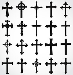 Fototapeta premium cross set silhouette religious symbols