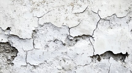 Close-up of cracked white wall texture illustrating weathered and worn-out surfaces in a simple, artistic manner.