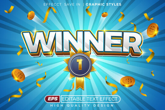 editable 3d text effect winner