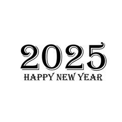 Blissful New Year 2025 text plan. Front of business journal for 2025 with wishes. Leaflet plan format, card, flag. Vector representation. Disconnected on white foundation. 