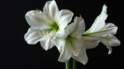 Hippeastrum White Isolated Black