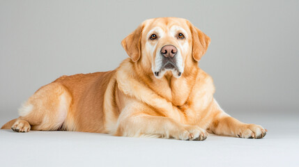 Obraz premium a large dog resting in a studio, showcasing its obesity