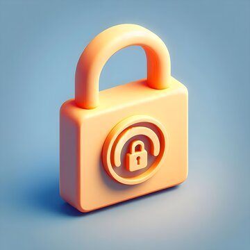 3D Lock Icon with Soft Background. Lock Symbol for Graphic Resources 3D Design
