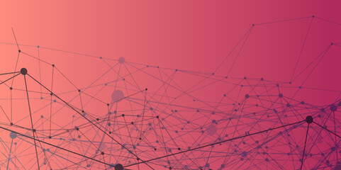 pink network patterned background. Connection background with dots and lines. Connected polygons plexus vector background, digital data visualization. futuristic shape. Computer generated background.	