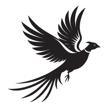 recommend clip art: Flying pheasant bird silhouette vector illustration