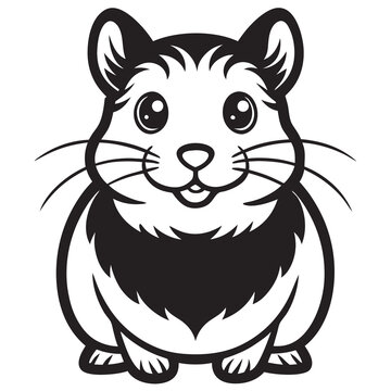 recommend clip art: Cute hamster animal line art silhouette vector