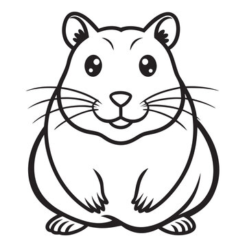 recommend clip art: Cute hamster animal line art silhouette vector