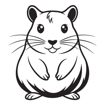 recommend clip art: Cute hamster animal line art silhouette vector