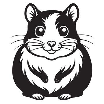 recommend clip art: Cute hamster animal line art silhouette vector