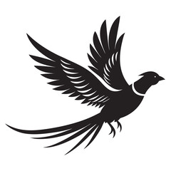 Flying pheasant bird silhouette vector illustration