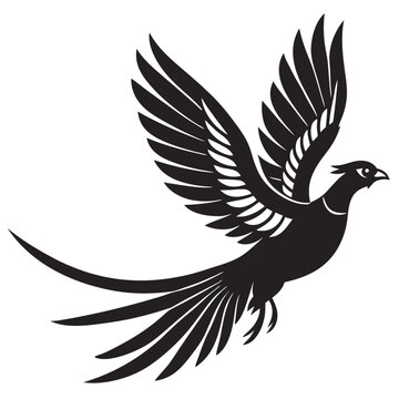 recommend clip art: Flying pheasant bird silhouette vector illustration