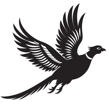 recommend clip art: Flying pheasant bird silhouette vector illustration