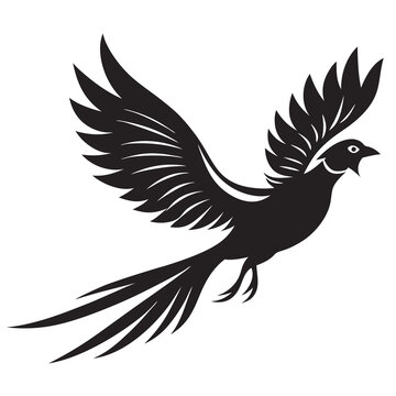 recommend clip art: Flying pheasant bird silhouette vector illustration