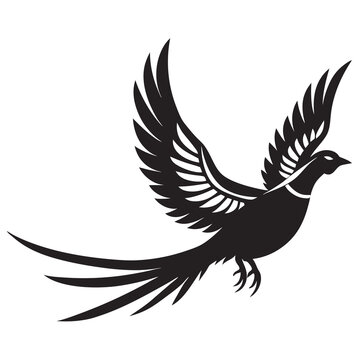 recommend clip art: Flying pheasant bird silhouette vector illustration