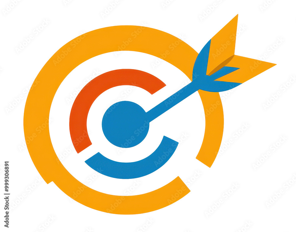 Poster a sleek logo design showcasing precision targeting in automation for digital transformation, featuri