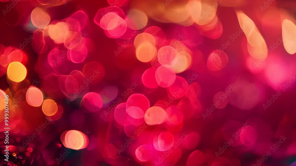 Poster abstract background of vibrant red bokeh lights, creating a festive and celebratory mood.
