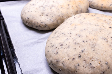 黒胡麻が入った焼きたてホワイトブレッド