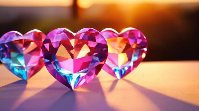 Crystal colorful hearts