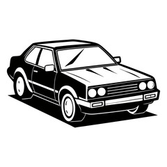 Car vector silhouette black and white