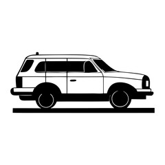 Car vector silhouette black and white