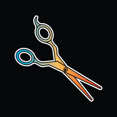 Scissors for cutting hair. Original vector illustration in vintage style.