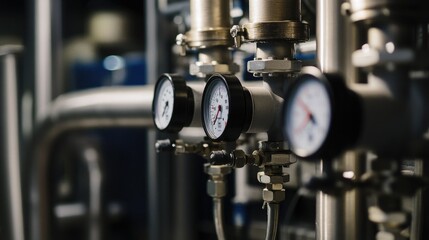 Close up of manometer measuring water pressure. Measuring instruments for pressure control