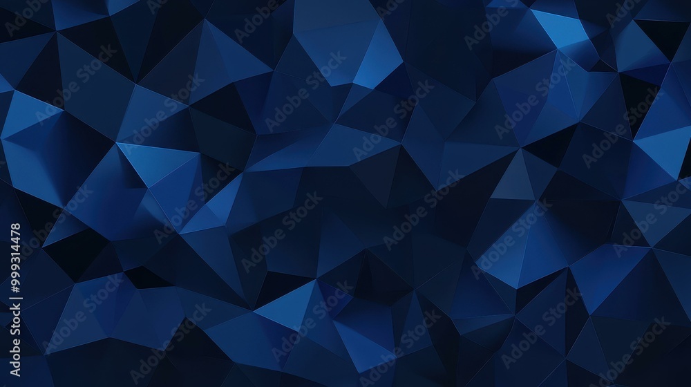 Poster a modern geometric design featuring dark blue ocean gradients, creating a sleek triangular abstract 