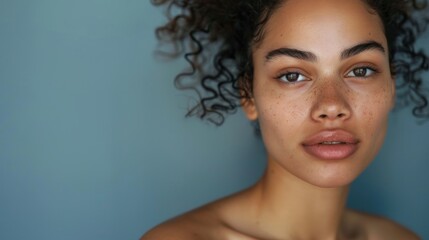 Fototapeta premium Young Woman with Smooth Skin and Moisturizing Cream Embracing Healthy Lifestyle