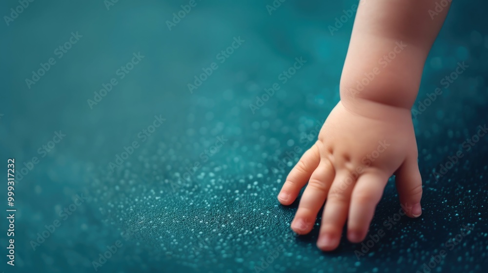 Poster close up view of a child s hand touching a contaminated surface highlighting the awareness of germs 