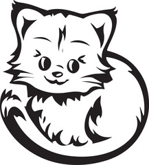 A charming and adorable baby cat silhouette vector art illustration