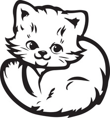 A charming and adorable baby cat silhouette vector art illustration