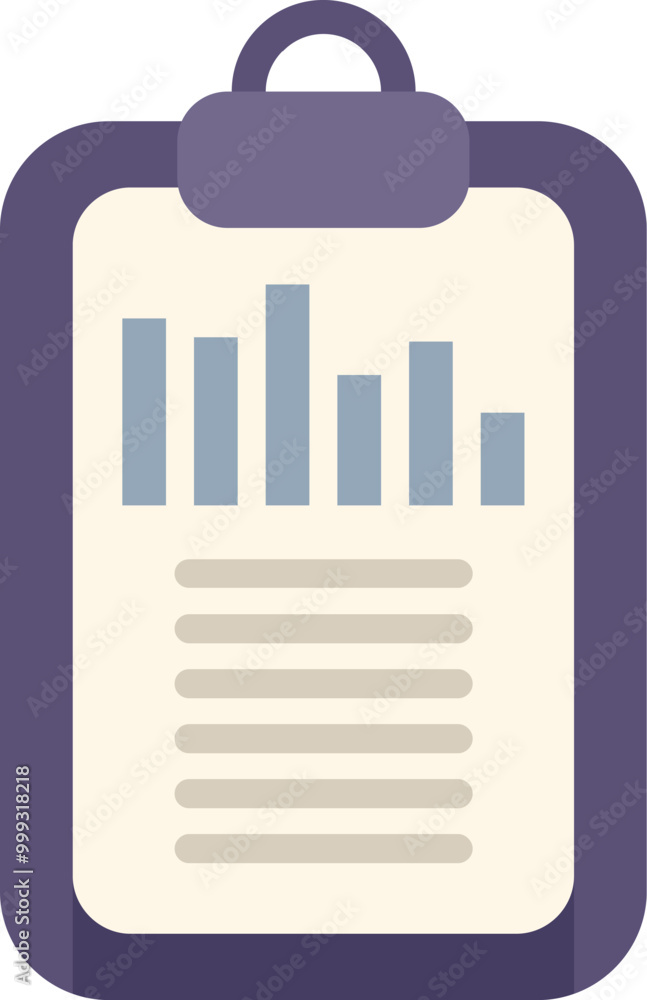Poster clipboard is showing a business report with charts and data analysis