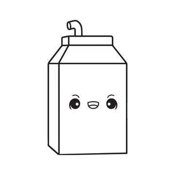 recommend clip art: kawaii food Outline Design - Milk carton vector illustration