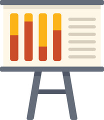 Whiteboard is showing a bar chart with data analysis results for business presentations