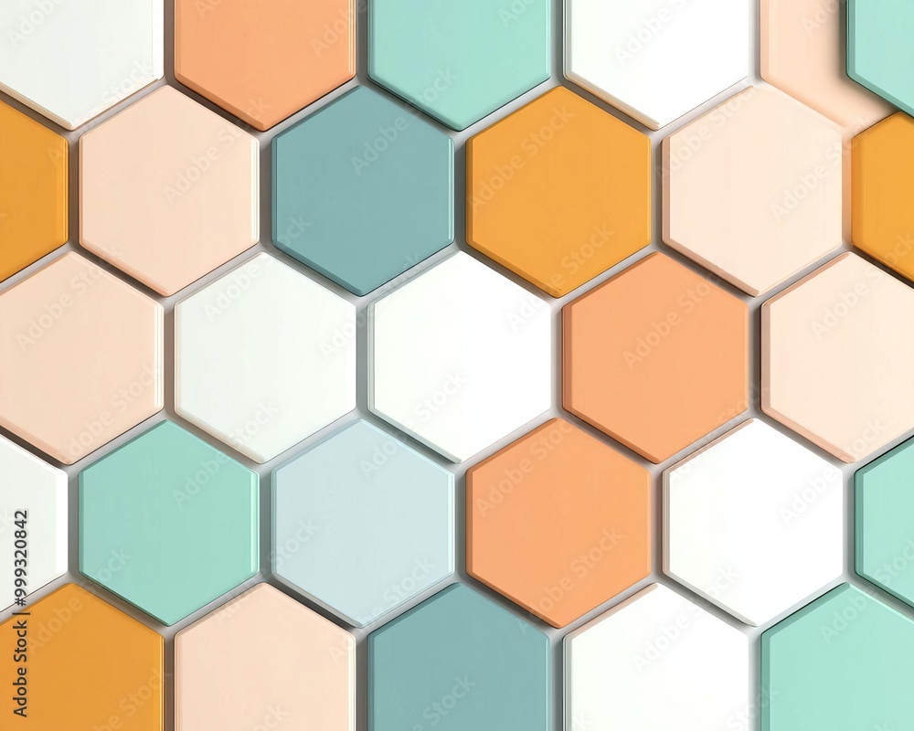 Poster honeycombstyle hexagon pattern in muted colors for modern tech backgrounds and designs