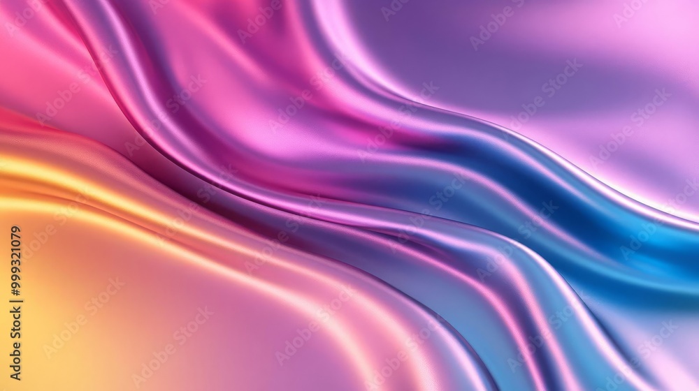 Poster iridescent multicolor gradient background with metallic effects for luxury branding design