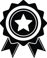 Best award badge monochrome clip art. vector illustration on black and white.