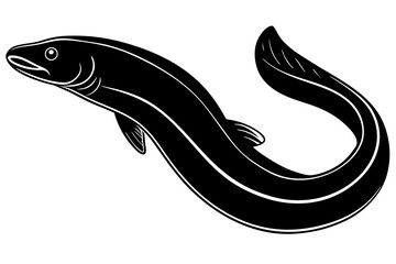 eel fish silhouette, moray eel silhouette vector, japanese eel
