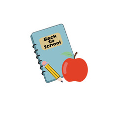 Book pencil apple back to school vector illustration
