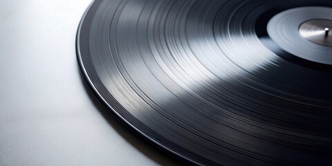 Close-up of a black vinyl record with a retro music concept, perfect for capturing the nostalgia of the 80s disco era