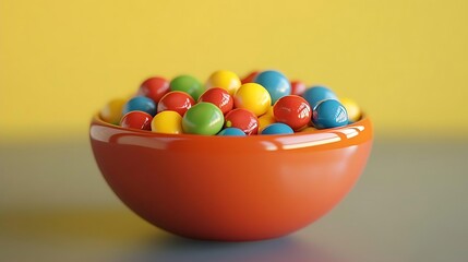 Colorful Candy in a Red Bowl