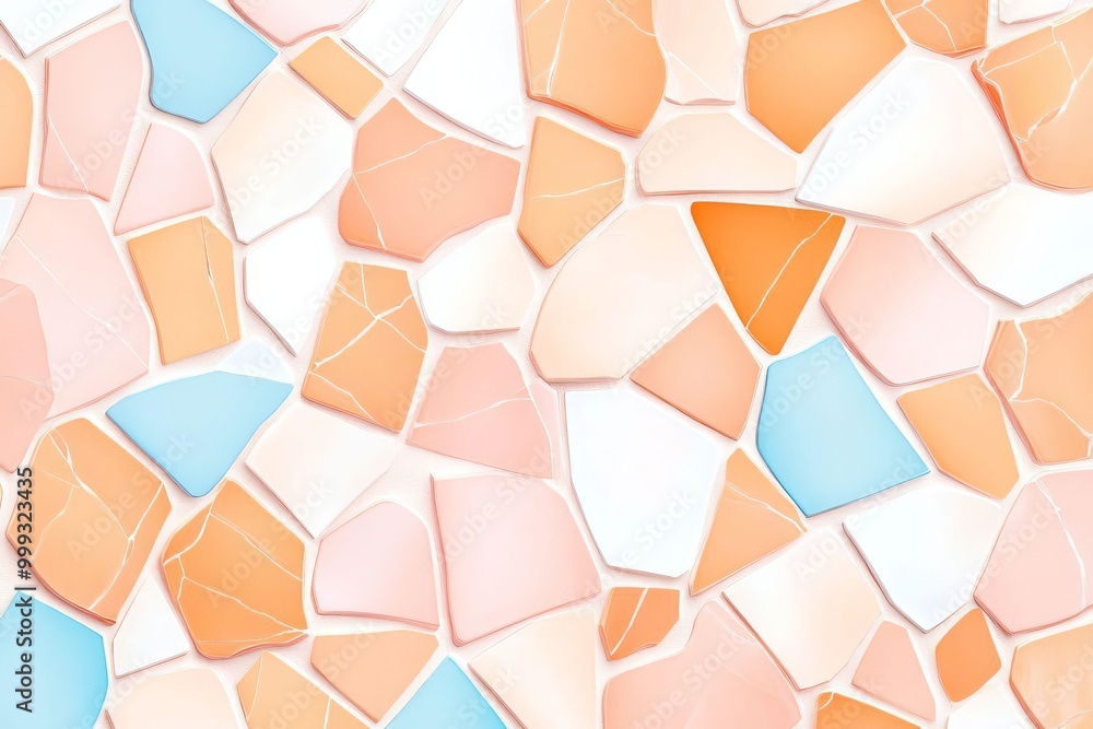 Poster Soft Pastel Mosaic Pattern with Irregular Shapes for Elegant Product Packaging Design