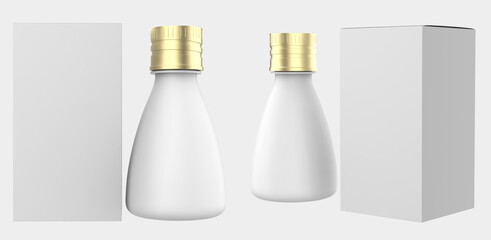 Matte Bottle Mockup Isolated On White Background. 3d illustration