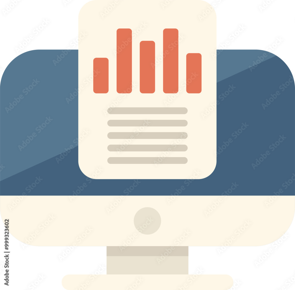 Poster statistical business report with charts and data showing on a desktop computer screen