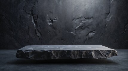 Dark Textured Stone on Solid Background