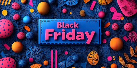 A bold graphic of a price tag with "Black Friday" written in a large, colorful font. Ai generated