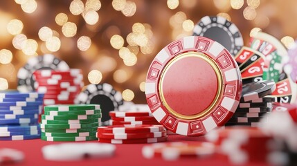 Naklejka premium Glittering Roulette Table in a Vibrant Casino Setting