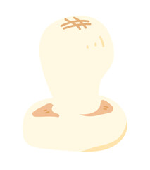 焼いて膨らんだ丸餅のイラスト