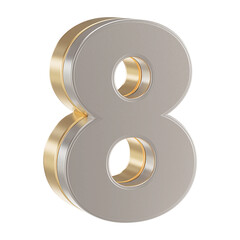 Golden 3D Number 8